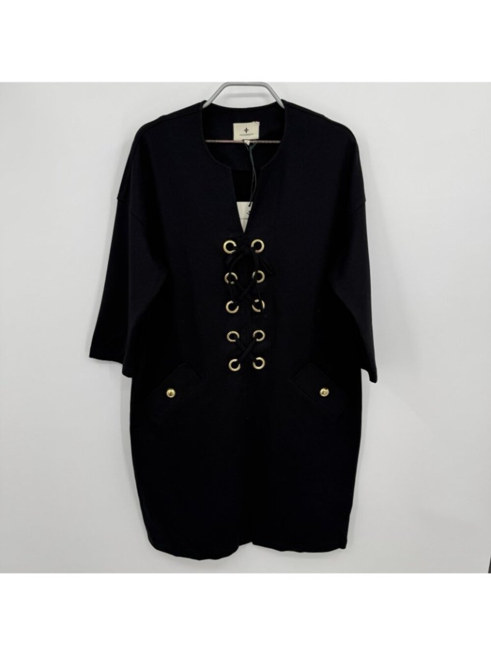 Tuckernuck Black Ellington Lace-up Dress size S Small Stretch Shift Nautical NWT - Picture 3 of 8